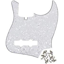 Jazz Bass Pickguard 10 Hole Guitar Pickguard for 4 Strings USA/Mexican Standard Jazz Bass Modern Style, White Pearl