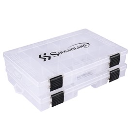 Sougayilang Fishing Tackle Boxes - 3600 3700 Plastic Storage Organizer Box with Removable Dividers - Fishing Tackle Storage - 2 Packs 3600 Transparent Tackle Trays