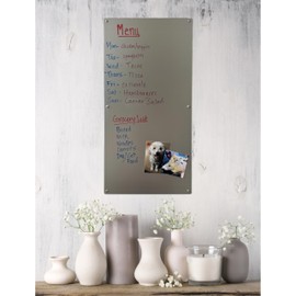 Large Magnetic Board for Wall - Magnet Display Board - Magnetic Bulletin Board - Dry Erase Memo Board- Made in USA (Metallic Silver, 15" Wx30 L)