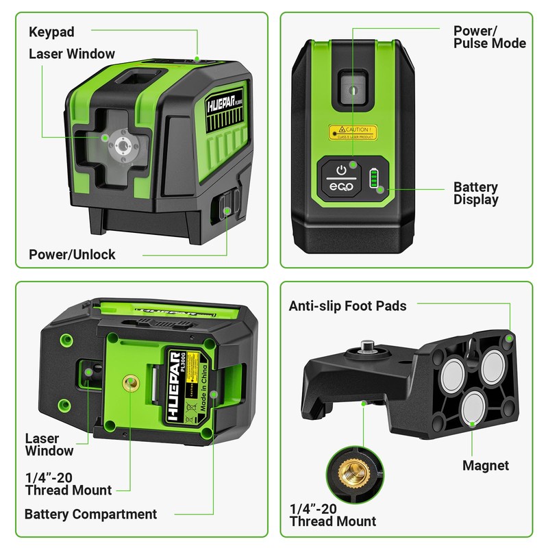 HUEPAR 2 Point Cross Line Self Leveling Laser Alignment Tool