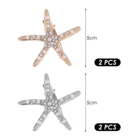 4 Pieces Of Starfish-Shaped Hairpin, Diamond-Set Hairpin, Creative Hairpin, Shiny Hairpin, Hairstyle Accessories