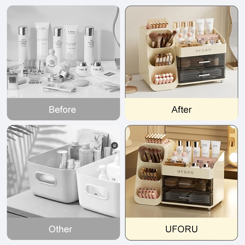 UFORU US Stock Quick Delivery Drawers Brush Storage Box Countertop