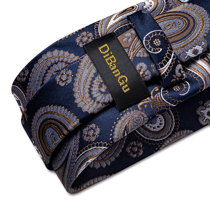 DiBanGu Conjunto de pañuelo y gemelos de seda para hombre