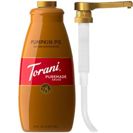 Torani Puremade Pumpkin Pie Sauce for Coffeehouse Drinks and Desserts, Non-GMO, Large 4lb Bottle, Pump Included, 64 Fl Oz