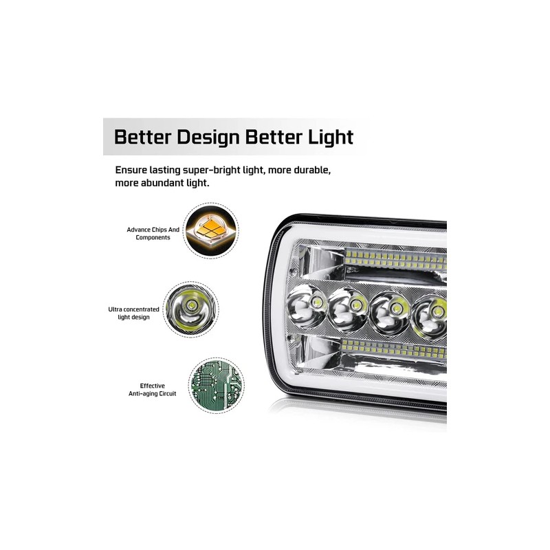 Unbranded Pair 5x7'' 7x6 LED Headlight DRL For International 9900i