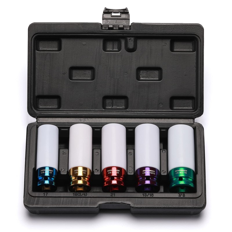 MIXPOWER 5 Pieces 1/2" Drive Wheel Protector Impact Socket Set,