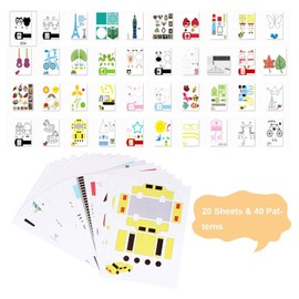 3D Printer Drawing Molds Paper Stencils for 3D Printing Pen,Printing Paper Painting Graffiti Template for 3D Pen Kids DIY Gift Present, 20 Sheets 40 Patterns with a PVC Transparent Board.