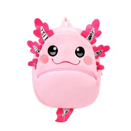 BEFUNIRISE Toddler Backpack for Boys and Girls, Cute Soft Plush Animal Cartoon Mini Backpack Little For Kids 2-6 Years (Axolotl Pink)