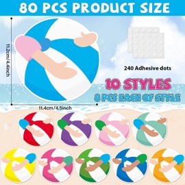 gisgfim 80Pcs Summer Cutouts Beach Ball Decorations Bulletin Board Pool Ball Paper Cut-Outs Classroom Decor for DIY Craft Photo Wall Hawaiian Beach Pool Kindergarten Preschool Party Favor Supply