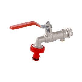 Wärmer System Outside Garden Tap with Check Valve, 1/2 inch Garden Tap, Double Outlet Tap (Lever Handle Garden Tap with Hose Connector)