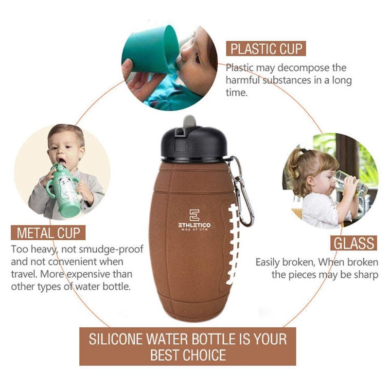 ETHLETICO - Botella de agua plegable de silicona sin BPA