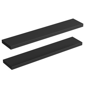 HOOBRO Floating Shelves, Wall Shelf Set of 2, 47.2 Inch Hanging Shelf with Invisible Brackets, for Wall Decor in Bathroom, Bedroom, Toilet, Kitchen, Living Room, Office, Black BK120BJP201