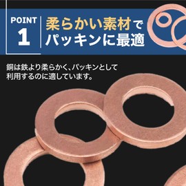 FJmark Copper Rings Crush Washer Flat Washer Sealing Rings Gasket Seals Seals Seals Copper 10 Sizes (Pack of 100)