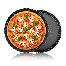 WOOXGEHM Pizza Pan, Good Thermal Conductivity, High Strength, High Temperature Resistance, Pizza Baking Mould with Holes, Kitchen Baking Tools (9 Inches)