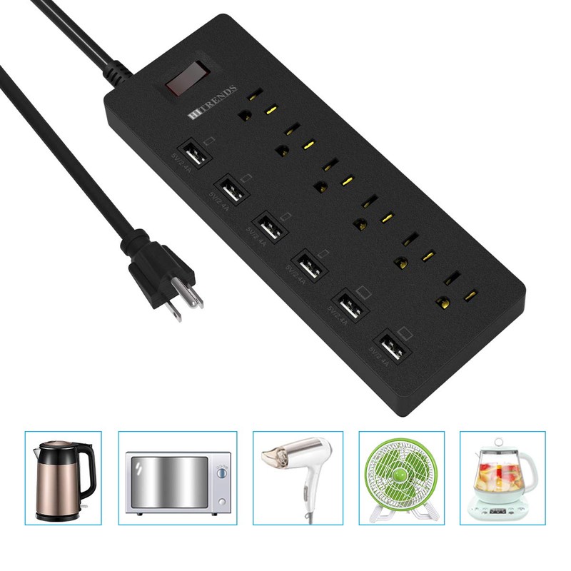 Protector contra sobretensiones de regleta de enchufes con 6 Salidas