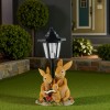 Solar-Powered Bunny Family Reading Statue with LED Lantern and Roses,