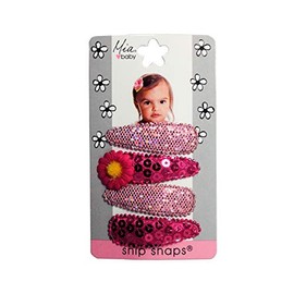 Mia Snip Snaps, Hair Accessory, Hair Barrettes, Hair Clips with Metallic, Sequins, and Pink Daisy, for Girls, Babies, Kids, Women 4pcs