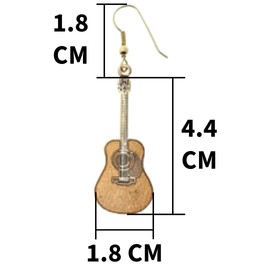 Music Acoustic Guitar Dangle Earrings/Gold & Brown Martin Guitar Earring Pair