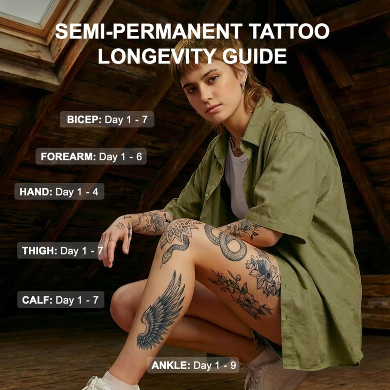 Semi-Permanent Tattoo, Tiny Anchor, Ship Wheel & Compass Rose, Long