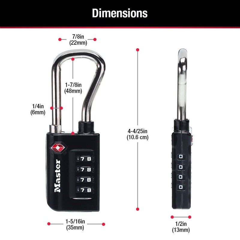 Master Lock Padlock, Set Your Own Combination TSA Accepted Luggage