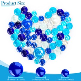 Honeydak 300 Pcs Flat Glass Marbles for Vases Glass Pebbles Floral Fish Tank Rocks for Vases Table Scatter Aquarium Decor (2.4LB) (Mainly Blue)