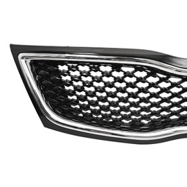 YLT AUTO Front Bumper Grille Silver and Black Shroud Grid Air Intake with Chrome Trim Replacement Kit Fit 2014 2015 for Kia Optima