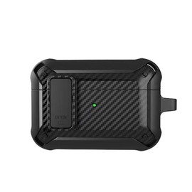 Funda para Airpods Pro 2 con bloqueo seguro automático, compatible con Airpods Pro de 2ª/1ª generación con armadura protectora rígida de TPU con tapa dura para Airpods Pro (2019/2022), color negro