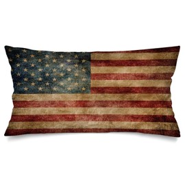 American Flag Long Pillow Cases King Size Pillow Covers with Zipper,Vintage Retro USA Flag Patriotic Cushion Case Farmhouse Pillows Cover Decorative Pillowcase for Bed,Couch,Sleeping,20"x40",Red Blue