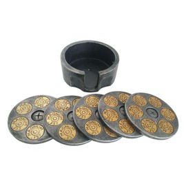 Pine Ridge 357 Revolver Coaster- 5 Piece Drink Coaster Set for Kitchen, Dining and Bar Decor