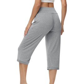 WiWi Viscose from Bamboo Women's Capri Pajama Pants Lounge Casual Bottoms Cute Capris S-XXL, Heather Grey, Large