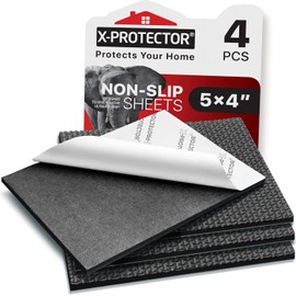 X-Protector - Hoja de goma - 4 almohadillas de goma de 4 x 5 - Almohadilla antideslizante negra - Almohadillas antideslizantes universales - Empuñaduras de goma autoadhesivas - Pies de goma premium
