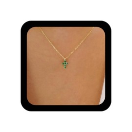 Xmsrn Vintage Crystal Emerald Cross Pendant Necklace Crystal Emerald Green Choker Necklace Rhinestone Emerald Cross Necklace Green Emerald Cross Necklace for Women