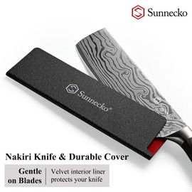 Sunnecko Nakiri Knife 7 inch,High Carbon Stainless Steel Cleaver Knife,Ultra Sharp Cooking Knife with Sheath and Gift Box for Family & Restaurant