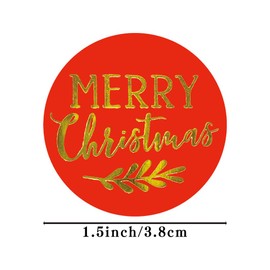 Christmas Stickers 500 Pcs 1.5” Merry Christmas Round Tag Stickers Self Adhesive Seal Labels in Roll Bronzing Christmas Stickers for Cards Gifts Envelopes Decorations