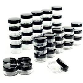 ZEJIA Black Cosmetic Containers Sample Jars with Lids Plastic Makeup Sample Containers BPA Free Pot Jars (5g-50pcs-new)