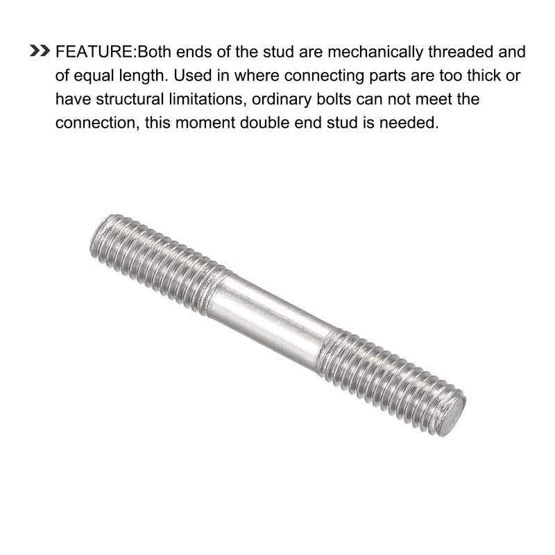 METALLIXITY Double Threaded Stud Bolt Rod Bolt M5 Screw 40mm