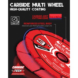 EZARC 3 Inch Cut Off Wheels, Carbide Cutting Disc, Angle Grinder Cutting Wheel for Wood, Wood with Nails, Laminate, Plastic, Plaster, 2 Pack