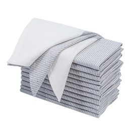 Palisa Cloth Napkins Set of 12 18x18 Inches - Spring Block Striped Dinner Napkins for Easter Basket Decor Farmhouse Wedding, Washable Soft 100% Cotton Durable Table Linen for Everyday Use - Grey