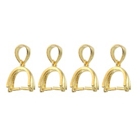 QUARKZMAN Pack of 4 925 Sterling Silver Pinch Bail, 15 mm Pendant Clasp Pendant Bail Connector Pinch Clip Bail Clasp for Jewellery Making Accessories Bracelet Necklace Gold