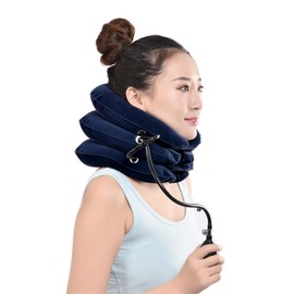 GUDREN Dispositivo de Tracción Cervical, Portátil soporte de cuello inflable ajustable, Camilla Inflable para el Cuello, del cuello para uso descompresión del cuello y alivio de la tensión del cuello