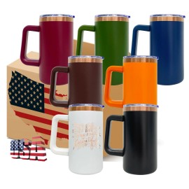20pcs  20oz Double Wall Stainless Steel Copper Plated Underneath Tumbler With Detachable Handle Travel Coffee Mugcolor: 20pcs(mix colors), capacity: 20OZ
