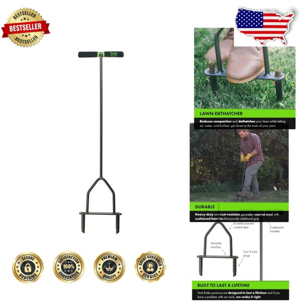 Manual Lawn Aerator Tool - Effective Soil Compaction Relief for