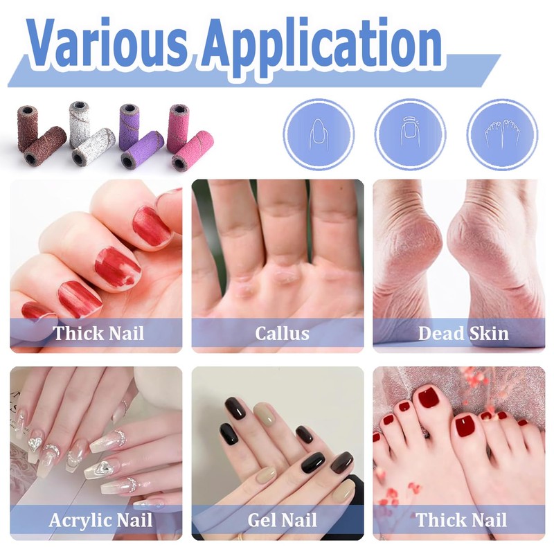 Mesee 60 Pieces Sanding Bands for Nail Drill, 4 Colors
