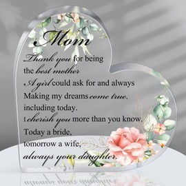 Roowest Mother of The Bride Gifts from Daughter Thank You Mother Gifts for Mom of The Bride Crystal Wedding Thank You Acrylic Heart Keepsake for Mom on Wedding