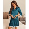 Ekouaer Satin Nightgowns for Women Button Down Sleepshirt 3/4 Sleeve