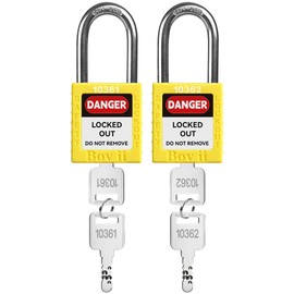 Boviisky Lockout Tagout Locks -2 Yellow Loto Locks，Keyed Different, 2 Keys Per Lock, OSHA Compliant Lockout Locks.