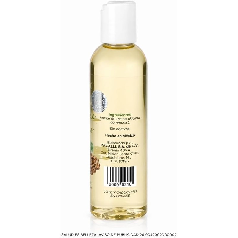 PACALLI Aceite de Ricino 100% Puro 2x130ml - Pestañas y