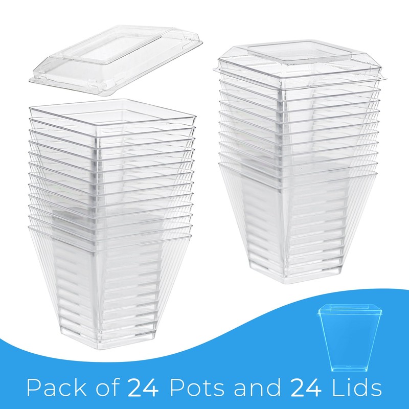 EURO CLASSIC Plastic Mini Dessert Cups/Dessert Bowls with Lids -