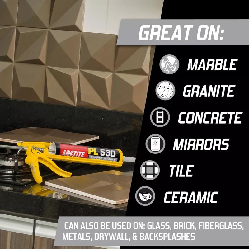 Loctite PL530 Mirror, Marble and Granite Construction Adhesive, Light Tan,
