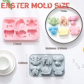 Animal Chocolate Mold Set - Food-Grade Silicone Baking Molds with Frog, Elephant, Monkey, Snail & Butterfly, Reusable for Kids Birthday Cakes, Jungle Party Treats & DIY Crafts - 2 Pack